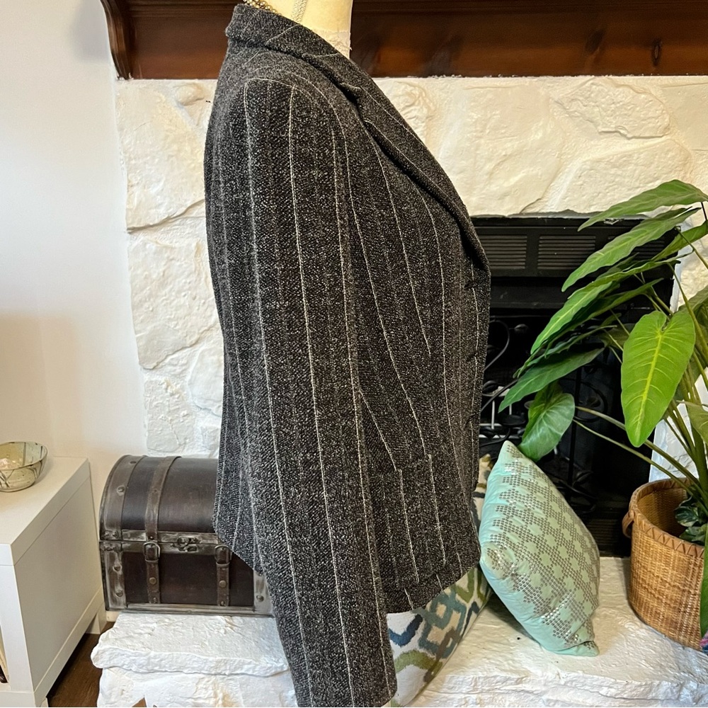 Armani Collezioni Gray Pinstripe Blazer Jacket Wool size 12 - Picture 2 of 10